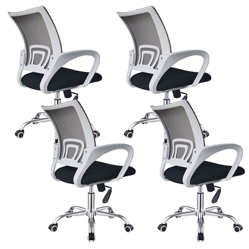 Contemporary Desk Chair Mid Back Breathable AirGrid Office Chair White 4 Piece Set Clearhalo 'furn' 'furn_office_chair' 'Furniture' 'Office Chairs' 'Office Furniture' 'office_chair' 6352219
