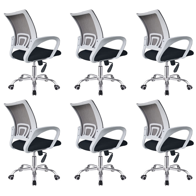 Contemporary Desk Chair Mid Back Breathable AirGrid Office Chair White 6 Piece Set Clearhalo 'furn' 'furn_office_chair' 'Furniture' 'Office Chairs' 'Office Furniture' 'office_chair' 6352220