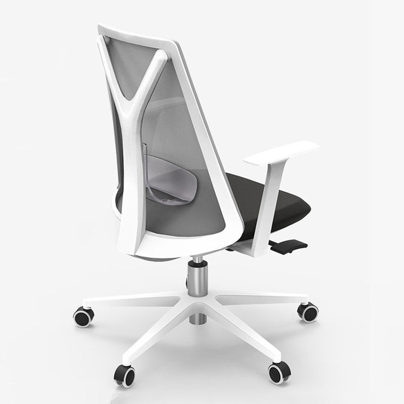 Modern Desk Chair Mesh Computer Chair Mid-Back Chair with Fixed Arm White-Black 1 Piece Clearhalo 'furn' 'furn_office_chair' 'Furniture' 'Office Chairs' 'Office Furniture' 'office_chair' 6352223