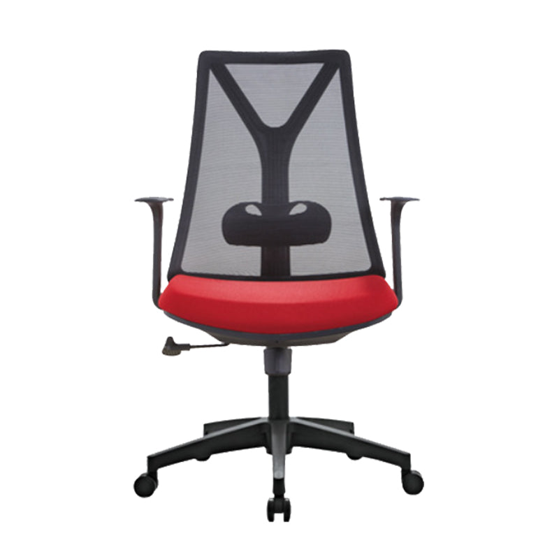 Modern Desk Chair Mesh Computer Chair Mid-Back Chair with Fixed Arm Black 1 Piece Clearhalo 'furn' 'furn_office_chair' 'Furniture' 'Office Chairs' 'Office Furniture' 'office_chair' 6352224