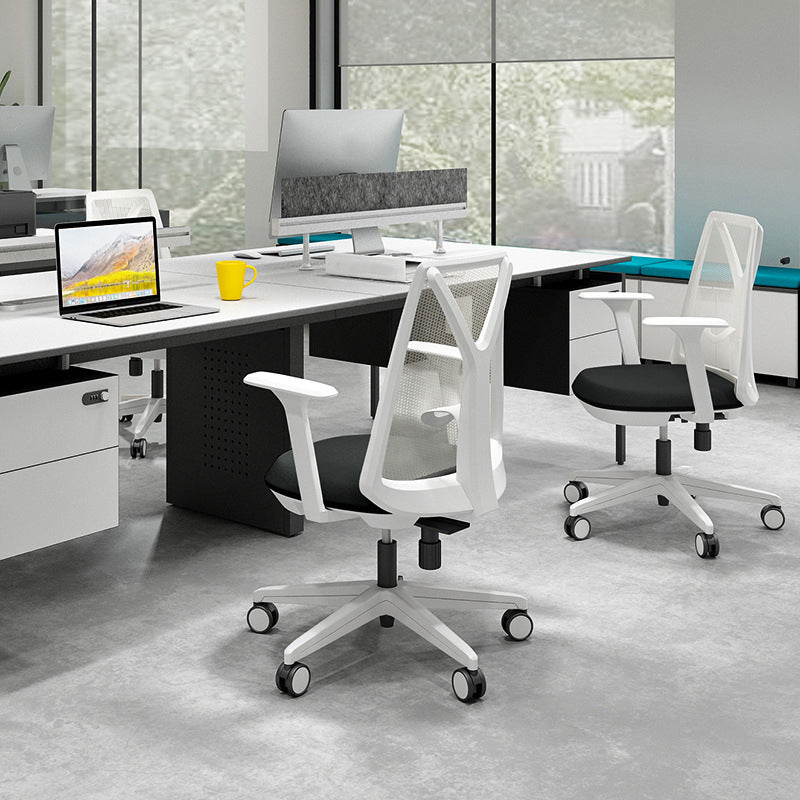 Modern Desk Chair Mesh Computer Chair Mid-Back Chair with Fixed Arm Clearhalo 'furn' 'furn_office_chair' 'Furniture' 'Office Chairs' 'Office Furniture' 'office_chair' 6352226