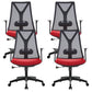 Modern Desk Chair Mesh Computer Chair Mid-Back Chair with Fixed Arm Black 4 Piece Set Clearhalo 'furn' 'furn_office_chair' 'Furniture' 'Office Chairs' 'Office Furniture' 'office_chair' 6352228