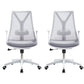 Modern Desk Chair Mesh Computer Chair Mid-Back Chair with Fixed Arm White-Gray 2 Piece Set Clearhalo 'furn' 'furn_office_chair' 'Furniture' 'Office Chairs' 'Office Furniture' 'office_chair' 6352235