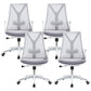 Modern Desk Chair Mesh Computer Chair Mid-Back Chair with Fixed Arm White-Gray 4 Piece Set Clearhalo 'furn' 'furn_office_chair' 'Furniture' 'Office Chairs' 'Office Furniture' 'office_chair' 6352236