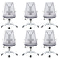 Modern Desk Chair Mesh Computer Chair Mid-Back Chair with Fixed Arm White-Gray 6 Piece Set Clearhalo 'furn' 'furn_office_chair' 'Furniture' 'Office Chairs' 'Office Furniture' 'office_chair' 6352237