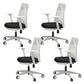 Modern Desk Chair Mesh Computer Chair Mid-Back Chair with Fixed Arm White-Black 4 Piece Set Clearhalo 'furn' 'furn_office_chair' 'Furniture' 'Office Chairs' 'Office Furniture' 'office_chair' 6352240