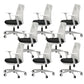 Modern Desk Chair Mesh Computer Chair Mid-Back Chair with Fixed Arm White-Black 8 Piece Set Clearhalo 'furn' 'furn_office_chair' 'Furniture' 'Office Chairs' 'Office Furniture' 'office_chair' 6352242