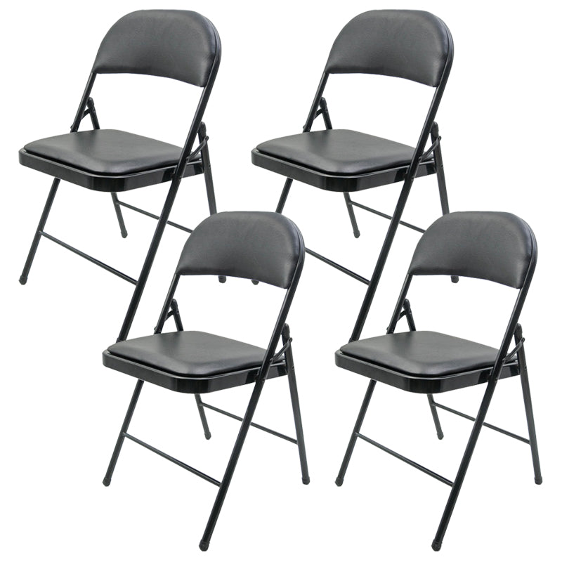 Zeitgenössischer Black Metal -Rahmenstuhl Armless Faux Leder Conference Stuhl