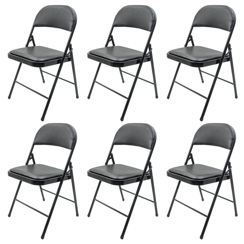 Zeitgenössischer Black Metal -Rahmenstuhl Armless Faux Leder Conference Stuhl