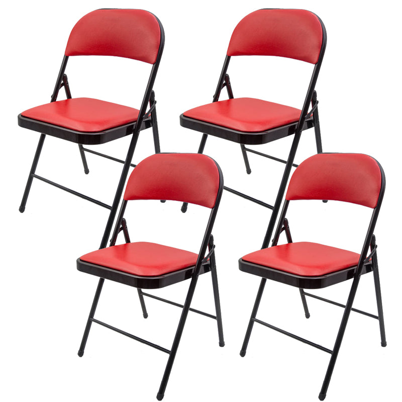 Zeitgenössischer Black Metal -Rahmenstuhl Armless Faux Leder Conference Stuhl