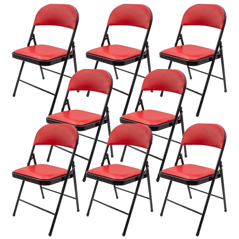 Zeitgenössischer Black Metal -Rahmenstuhl Armless Faux Leder Conference Stuhl