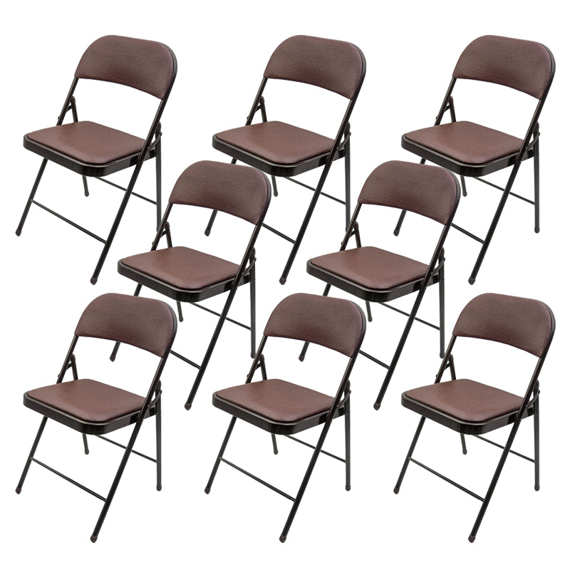 Zeitgenössischer Black Metal -Rahmenstuhl Armless Faux Leder Conference Stuhl