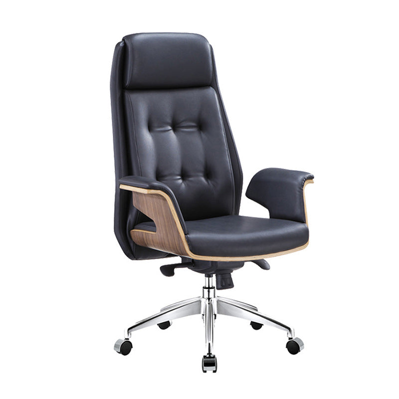 27" Wide Contemporary Managers Chair Tufted Leather Executive Chair Clearhalo 'furn' 'furn_office_chair' 'Furniture' 'Office Chairs' 'Office Furniture' 'office_chair' 6352348