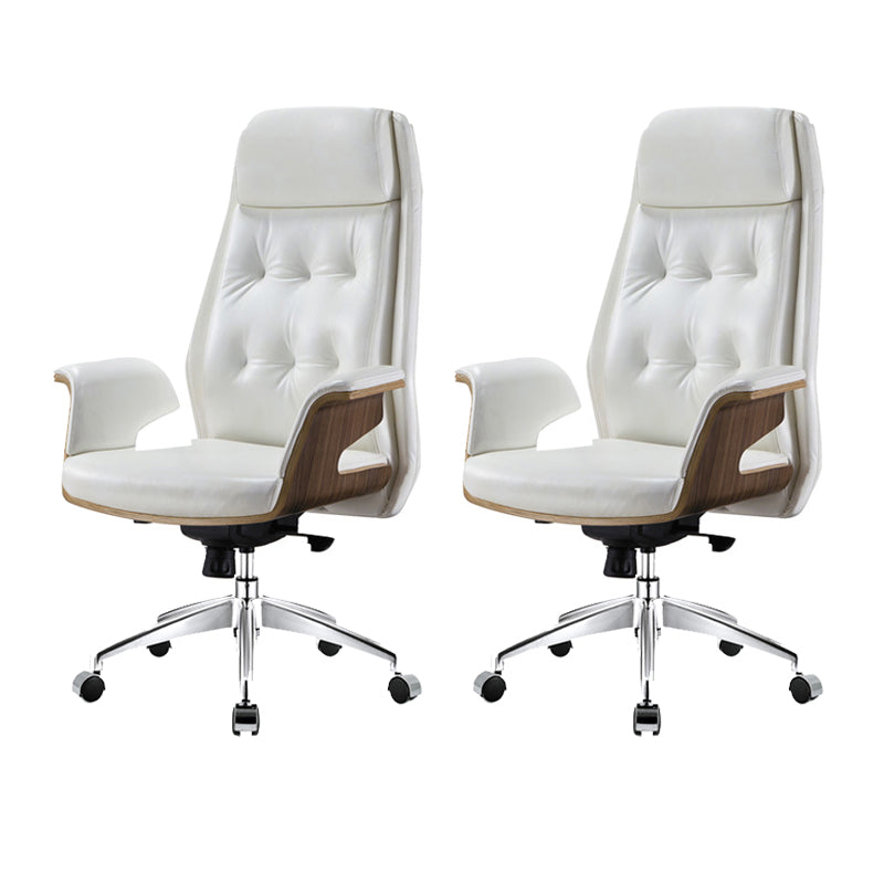27" Wide Contemporary Managers Chair Tufted Leather Executive Chair White 2 Piece Set Clearhalo 'furn' 'furn_office_chair' 'Furniture' 'Office Chairs' 'Office Furniture' 'office_chair' 6352351