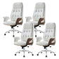27" Wide Contemporary Managers Chair Tufted Leather Executive Chair White 4 Piece Set Clearhalo 'furn' 'furn_office_chair' 'Furniture' 'Office Chairs' 'Office Furniture' 'office_chair' 6352352