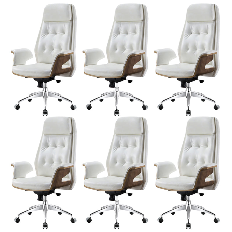 27" Wide Contemporary Managers Chair Tufted Leather Executive Chair White 6 Piece Set Clearhalo 'furn' 'furn_office_chair' 'Furniture' 'Office Chairs' 'Office Furniture' 'office_chair' 6352353