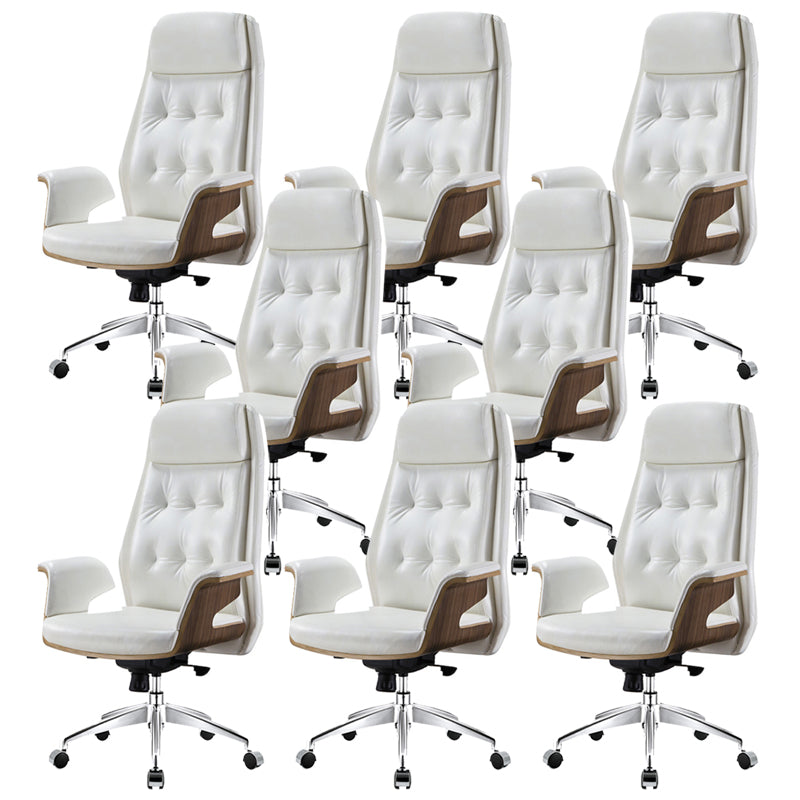 27" Wide Contemporary Managers Chair Tufted Leather Executive Chair White 8 Piece Set Clearhalo 'furn' 'furn_office_chair' 'Furniture' 'Office Chairs' 'Office Furniture' 'office_chair' 6352354