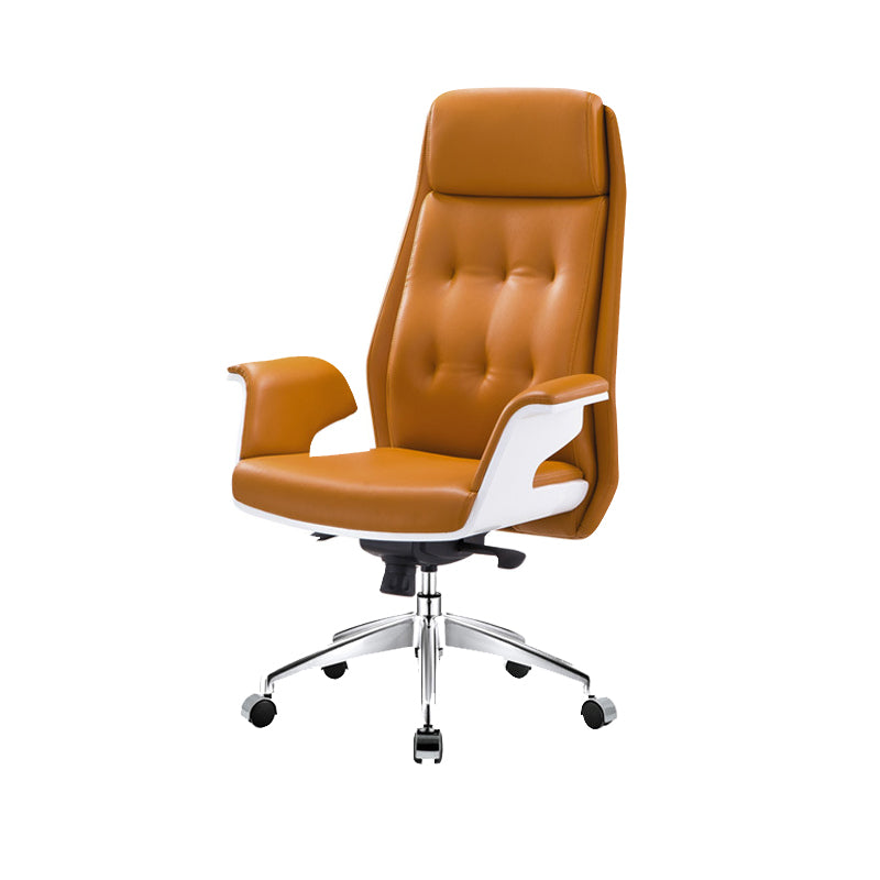27" Wide Contemporary Managers Chair Tufted Leather Executive Chair Orange 1 Piece Clearhalo 'furn' 'furn_office_chair' 'Furniture' 'Office Chairs' 'Office Furniture' 'office_chair' 6352355