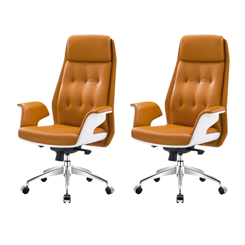 27" Wide Contemporary Managers Chair Tufted Leather Executive Chair Orange 2 Piece Set Clearhalo 'furn' 'furn_office_chair' 'Furniture' 'Office Chairs' 'Office Furniture' 'office_chair' 6352356
