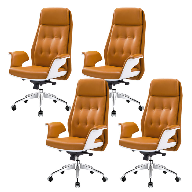 27" Wide Contemporary Managers Chair Tufted Leather Executive Chair Orange 4 Piece Set Clearhalo 'furn' 'furn_office_chair' 'Furniture' 'Office Chairs' 'Office Furniture' 'office_chair' 6352357
