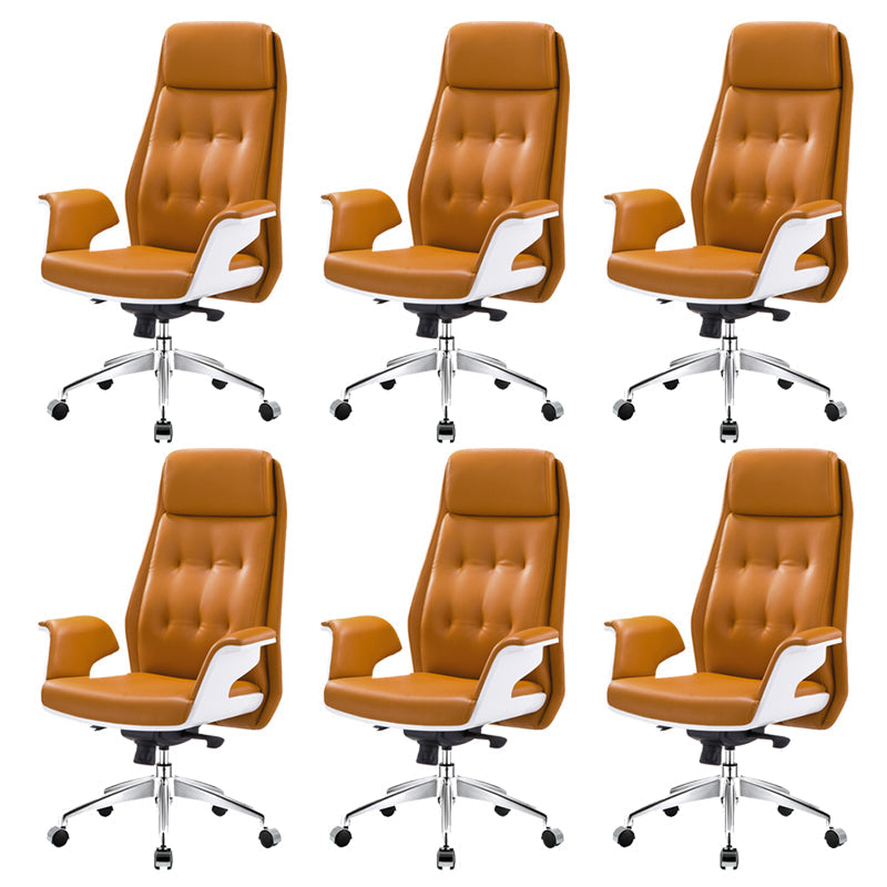 27" Wide Contemporary Managers Chair Tufted Leather Executive Chair Orange 6 Piece Set Clearhalo 'furn' 'furn_office_chair' 'Furniture' 'Office Chairs' 'Office Furniture' 'office_chair' 6352358