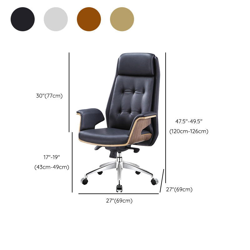 27" Wide Contemporary Managers Chair Tufted Leather Executive Chair Clearhalo 'furn' 'furn_office_chair' 'Furniture' 'Office Chairs' 'Office Furniture' 'office_chair' 6352365