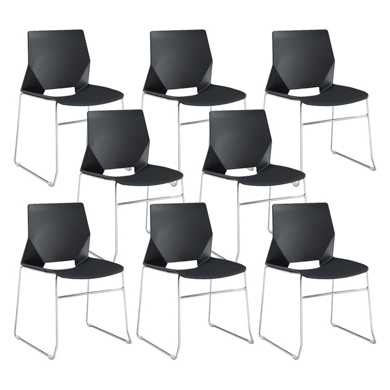 19" Wide Contemporary Desk Chair No Wheels Armless Conference Chair Black 8 Piece Set Clearhalo 'furn' 'furn_office_chair' 'Furniture' 'Office Chairs' 'Office Furniture' 'office_chair' 6352428