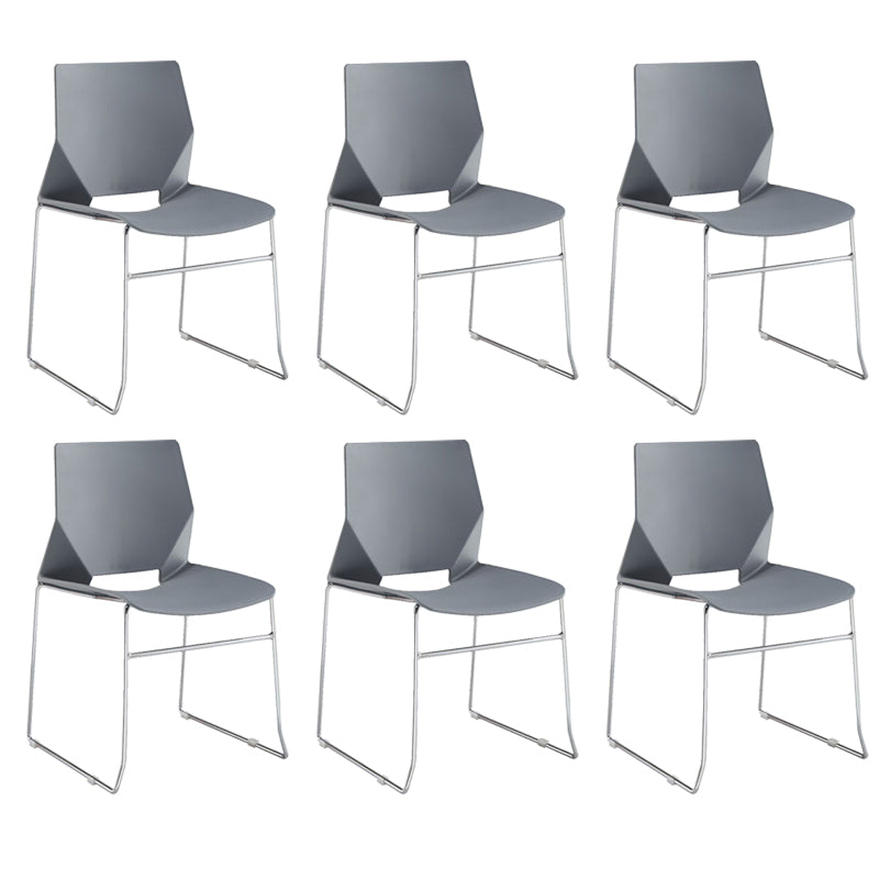 19" Wide Contemporary Desk Chair No Wheels Armless Conference Chair Grey 6 Piece Set Clearhalo 'furn' 'furn_office_chair' 'Furniture' 'Office Chairs' 'Office Furniture' 'office_chair' 6352430