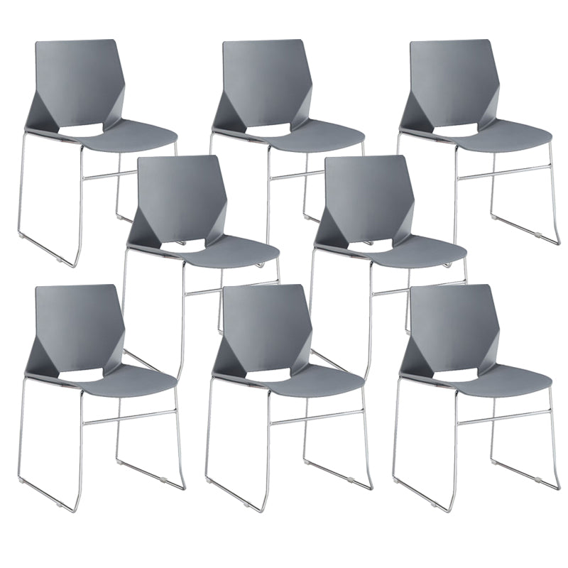 19" Wide Contemporary Desk Chair No Wheels Armless Conference Chair Grey 8 Piece Set Clearhalo 'furn' 'furn_office_chair' 'Furniture' 'Office Chairs' 'Office Furniture' 'office_chair' 6352432