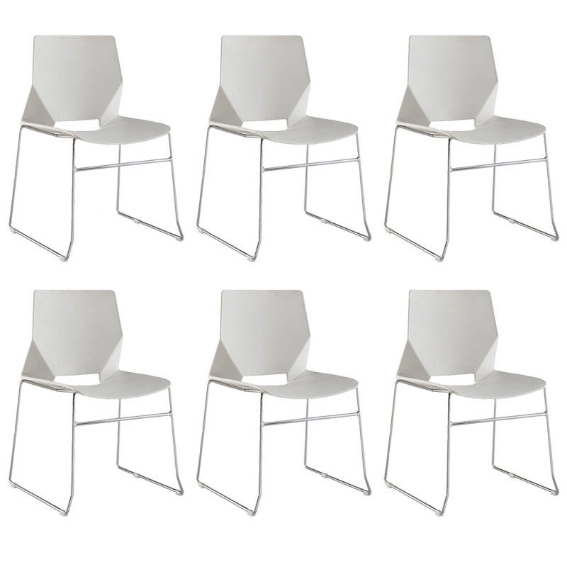 19" Wide Contemporary Desk Chair No Wheels Armless Conference Chair White 6 Piece Set Clearhalo 'furn' 'furn_office_chair' 'Furniture' 'Office Chairs' 'Office Furniture' 'office_chair' 6352434