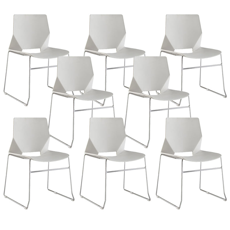 19" Wide Contemporary Desk Chair No Wheels Armless Conference Chair White 8 Piece Set Clearhalo 'furn' 'furn_office_chair' 'Furniture' 'Office Chairs' 'Office Furniture' 'office_chair' 6352435