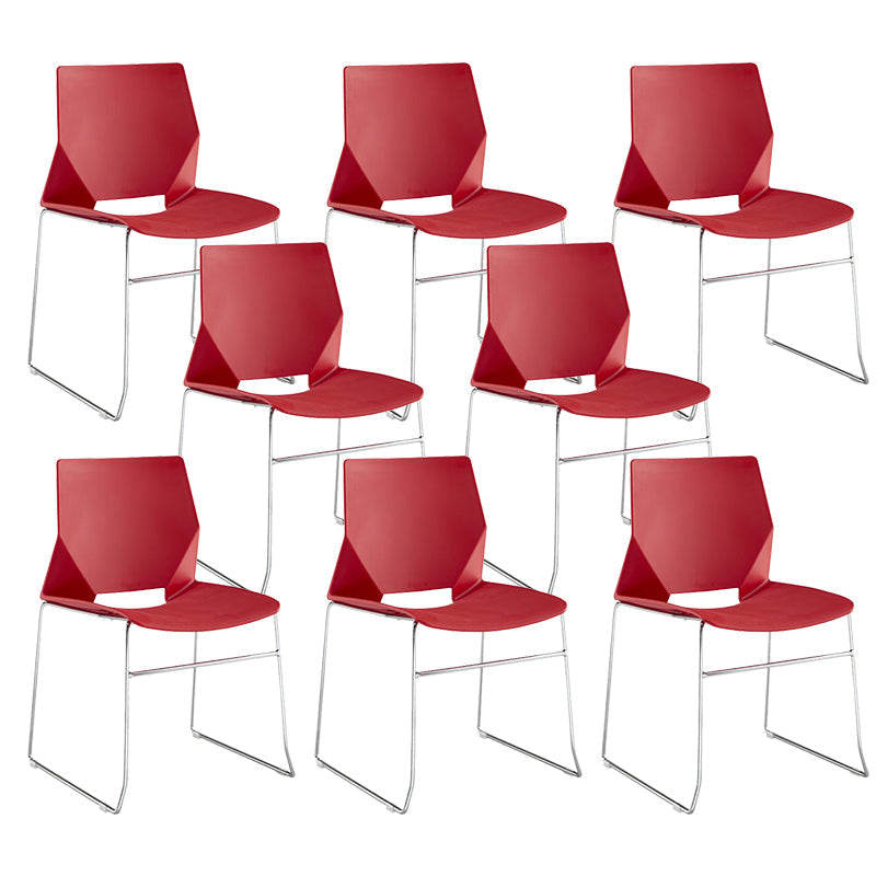 19" Wide Contemporary Desk Chair No Wheels Armless Conference Chair Red 8 Piece Set Clearhalo 'furn' 'furn_office_chair' 'Furniture' 'Office Chairs' 'Office Furniture' 'office_chair' 6352440