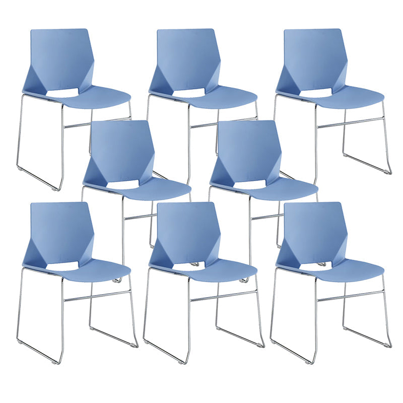 19" Wide Contemporary Desk Chair No Wheels Armless Conference Chair Blue 8 Piece Set Clearhalo 'furn' 'furn_office_chair' 'Furniture' 'Office Chairs' 'Office Furniture' 'office_chair' 6352443