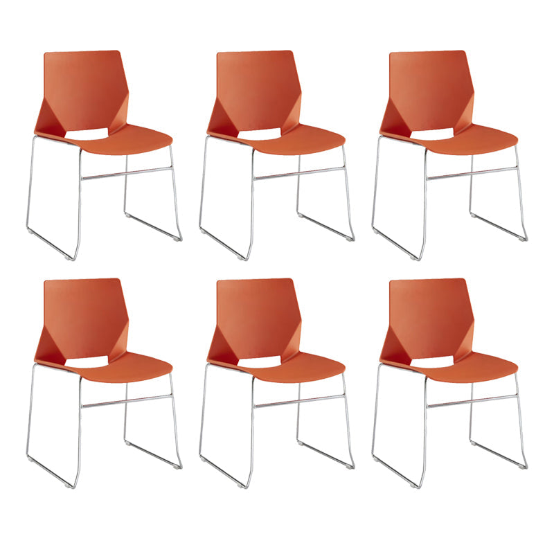 19" Wide Contemporary Desk Chair No Wheels Armless Conference Chair Orange 6 Piece Set Clearhalo 'furn' 'furn_office_chair' 'Furniture' 'Office Chairs' 'Office Furniture' 'office_chair' 6352448