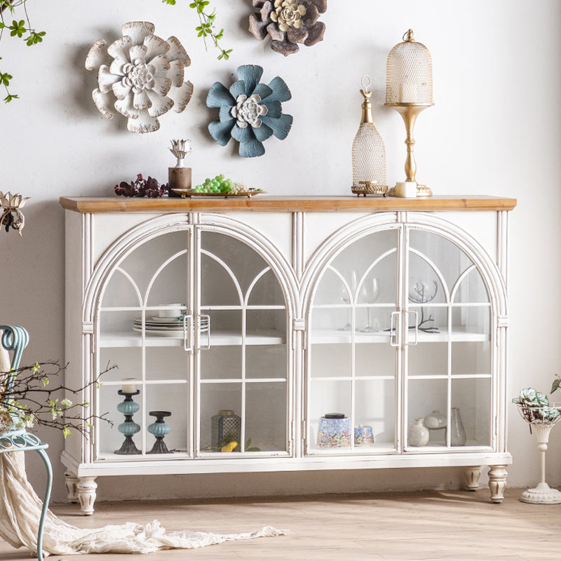 Traditional Pine Display Stand Glass Doors Storage Cabinet with Doors for Bedroom Clearhalo 'Display & China Cabinets' 'display_china_cabinets' 'furn' 'furn_display_china_cabinets' 'Furniture' 'Kitchen & Dining Furniture' 6352762