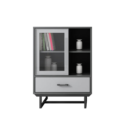 Contemporary Wood Display Stand Glass Doors Display Cabinet with Door for Bedroom