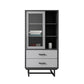 Contemporary Wood Display Stand Glass Doors Display Cabinet with Door for Bedroom