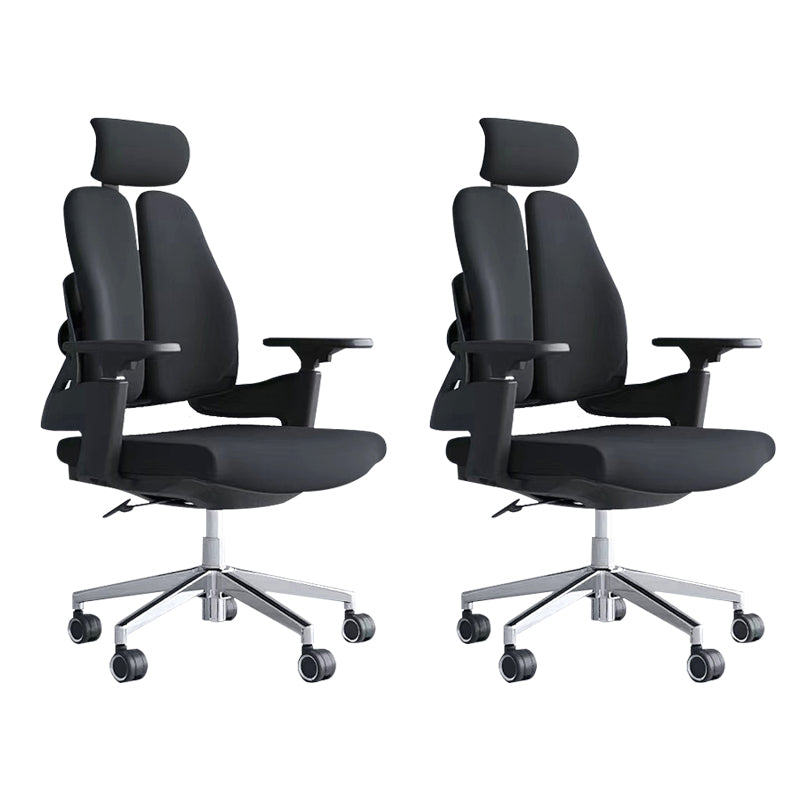 Modern Desk Chair Mesh Computer Chair Mid-Back Chair in Black/Gray Black 2 Piece Set Casters Included Clearhalo 'furn' 'furn_office_chair' 'Furniture' 'Office Chairs' 'Office Furniture' 'office_chair' 6353969