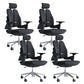Modern Desk Chair Mesh Computer Chair Mid-Back Chair in Black/Gray Black 4 Piece Set Casters Included Clearhalo 'furn' 'furn_office_chair' 'Furniture' 'Office Chairs' 'Office Furniture' 'office_chair' 6353971