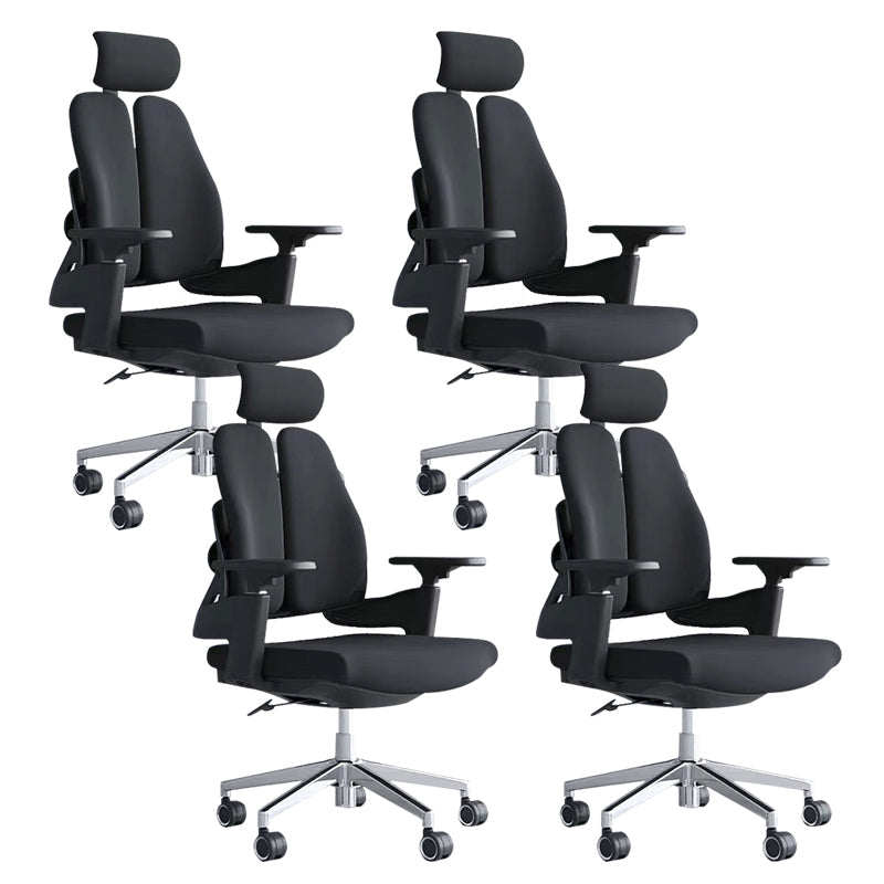 Modern Desk Chair Mesh Computer Chair Mid-Back Chair in Black/Gray Black 4 Piece Set Casters Included Clearhalo 'furn' 'furn_office_chair' 'Furniture' 'Office Chairs' 'Office Furniture' 'office_chair' 6353971