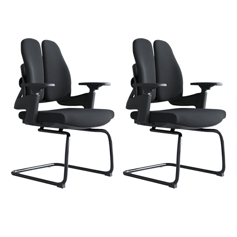 Modern Desk Chair Mesh Computer Chair Mid-Back Chair in Black/Gray Black 2 Piece Set Casters Not Included Clearhalo 'furn' 'furn_office_chair' 'Furniture' 'Office Chairs' 'Office Furniture' 'office_chair' 6353980
