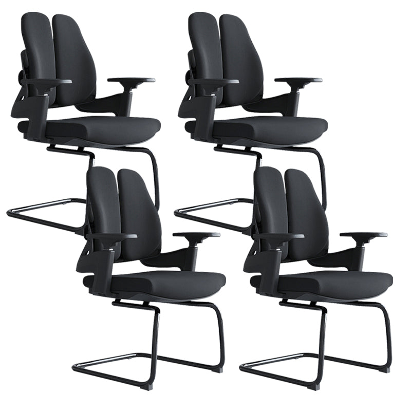 Modern Desk Chair Mesh Computer Chair Mid-Back Chair in Black/Gray Black 4 Piece Set Casters Not Included Clearhalo 'furn' 'furn_office_chair' 'Furniture' 'Office Chairs' 'Office Furniture' 'office_chair' 6353982