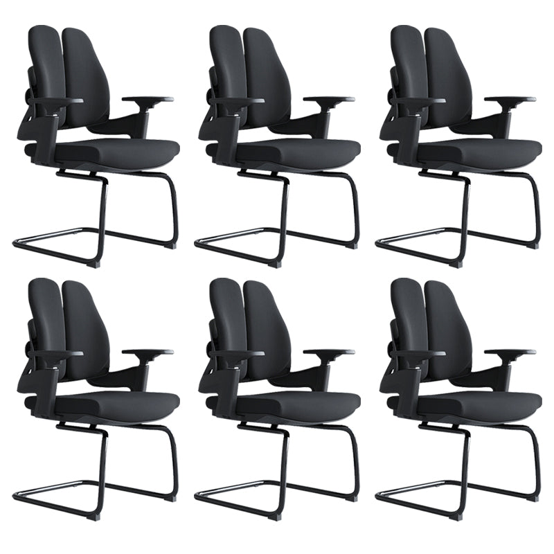Modern Desk Chair Mesh Computer Chair Mid-Back Chair in Black/Gray Black 6 Piece Set Casters Not Included Clearhalo 'furn' 'furn_office_chair' 'Furniture' 'Office Chairs' 'Office Furniture' 'office_chair' 6353983
