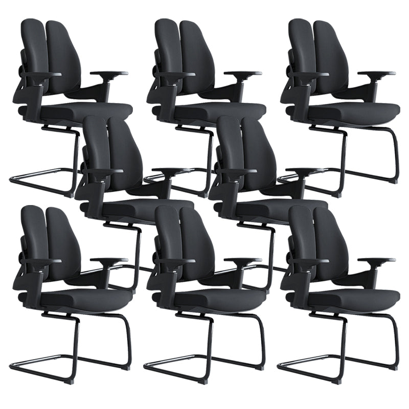 Modern Desk Chair Mesh Computer Chair Mid-Back Chair in Black/Gray Black 8 Piece Set Casters Not Included Clearhalo 'furn' 'furn_office_chair' 'Furniture' 'Office Chairs' 'Office Furniture' 'office_chair' 6353984