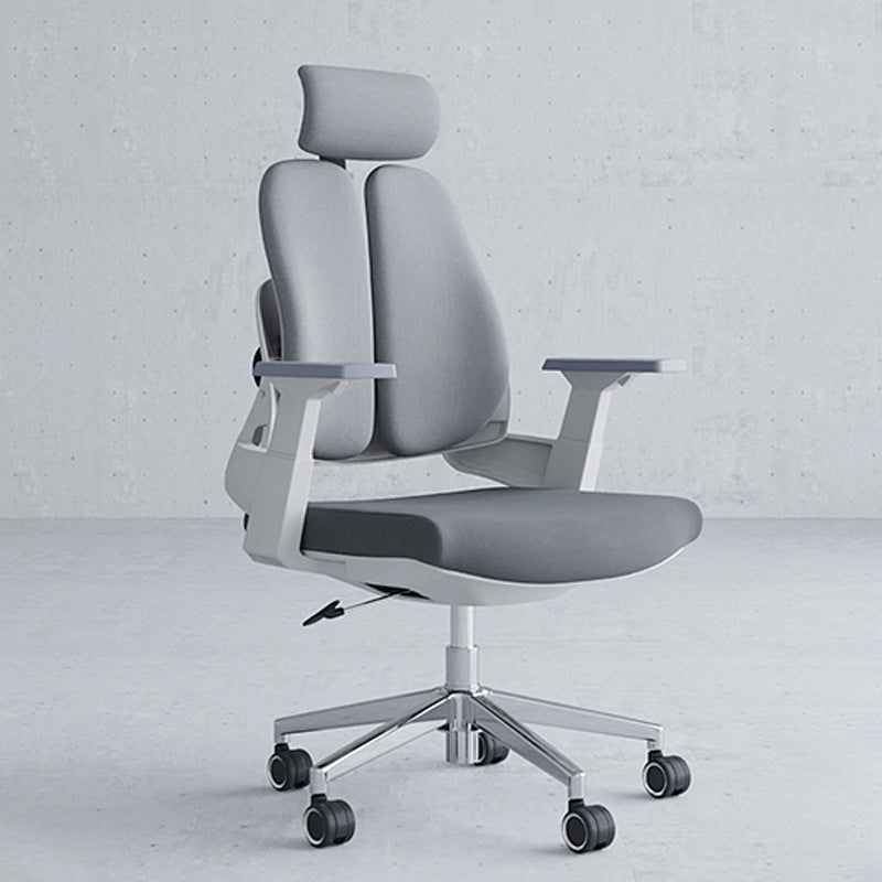 Modern Desk Chair Mesh Computer Chair Mid-Back Chair in Black/Gray Grey 1 Piece Casters Included Clearhalo 'furn' 'furn_office_chair' 'Furniture' 'Office Chairs' 'Office Furniture' 'office_chair' 6353985
