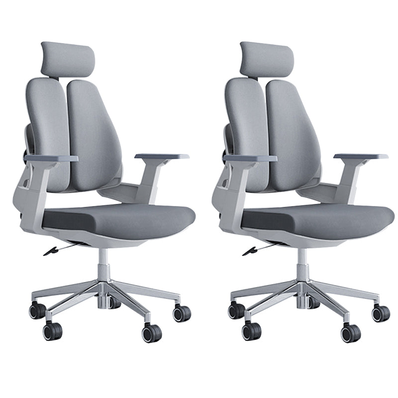 Modern Desk Chair Mesh Computer Chair Mid-Back Chair in Black/Gray Grey 2 Piece Set Casters Included Clearhalo 'furn' 'furn_office_chair' 'Furniture' 'Office Chairs' 'Office Furniture' 'office_chair' 6353986