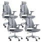 Modern Desk Chair Mesh Computer Chair Mid-Back Chair in Black/Gray Grey 4 Piece Set Casters Included Clearhalo 'furn' 'furn_office_chair' 'Furniture' 'Office Chairs' 'Office Furniture' 'office_chair' 6353987