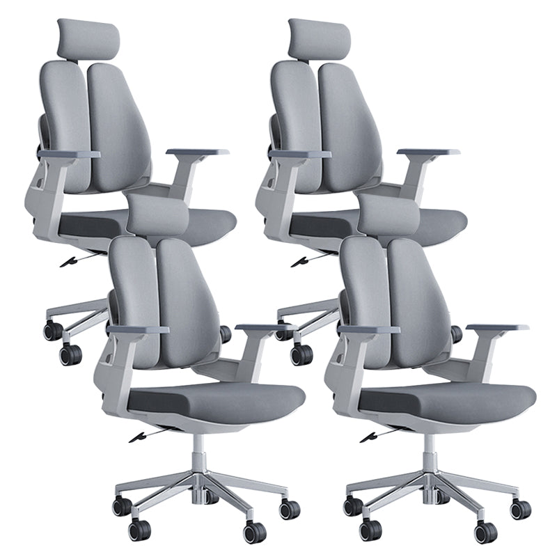 Modern Desk Chair Mesh Computer Chair Mid-Back Chair in Black/Gray Grey 4 Piece Set Casters Included Clearhalo 'furn' 'furn_office_chair' 'Furniture' 'Office Chairs' 'Office Furniture' 'office_chair' 6353987
