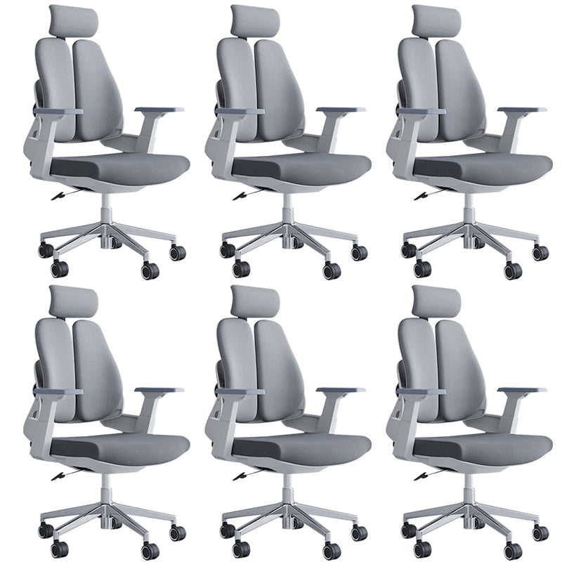 Modern Desk Chair Mesh Computer Chair Mid-Back Chair in Black/Gray Grey 6 Piece Set Casters Included Clearhalo 'furn' 'furn_office_chair' 'Furniture' 'Office Chairs' 'Office Furniture' 'office_chair' 6353988