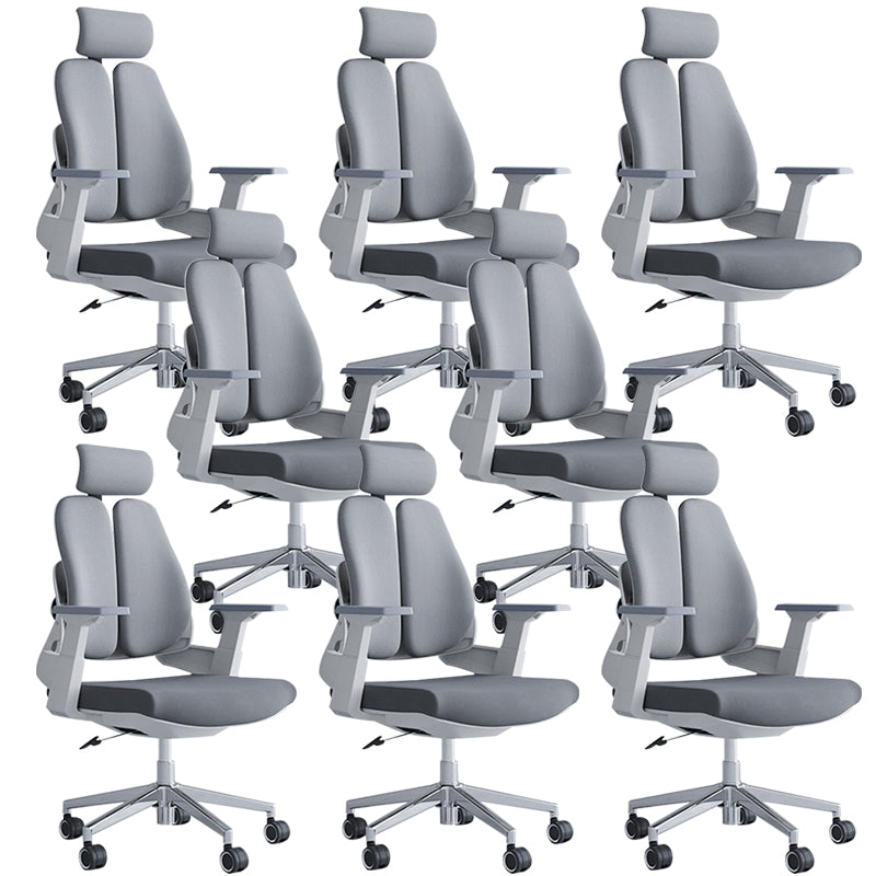 Modern Desk Chair Mesh Computer Chair Mid-Back Chair in Black/Gray Grey 8 Piece Set Casters Included Clearhalo 'furn' 'furn_office_chair' 'Furniture' 'Office Chairs' 'Office Furniture' 'office_chair' 6353989